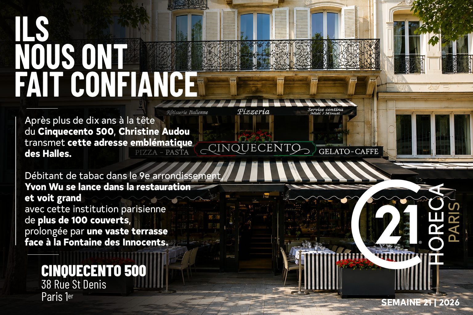 ECHORECA. LA SÉLECTION HEBDOMADAIRE DES MEILLEURES OPPORTUNITÉS EN CHR SUR PARIS ET L’ILE-DE-FRANCE