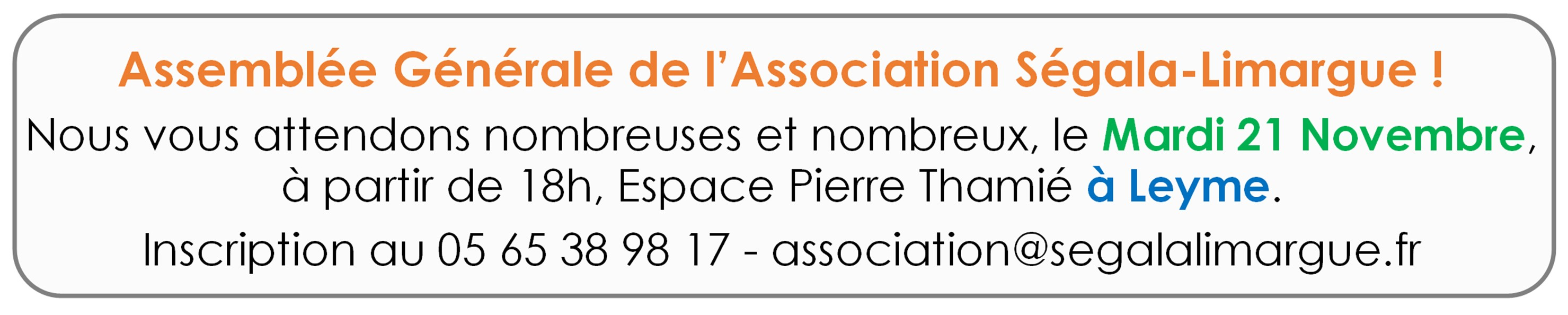 Assemblée Générale le Mardi 21 Novembre à Leyme à 18h