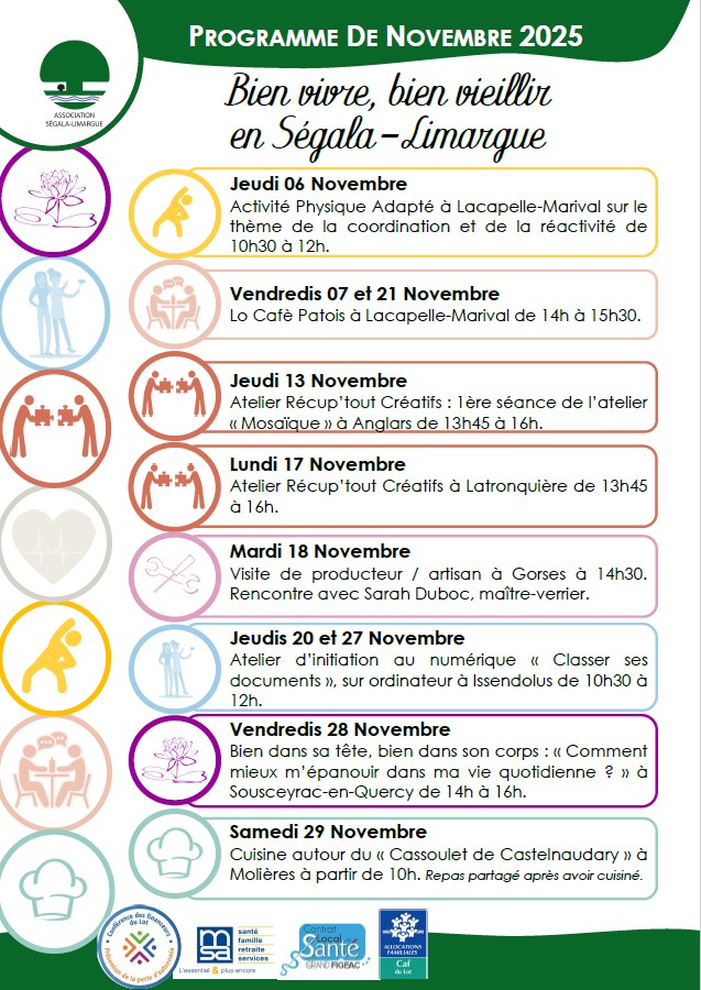 Programme du mois de Novembre 2025