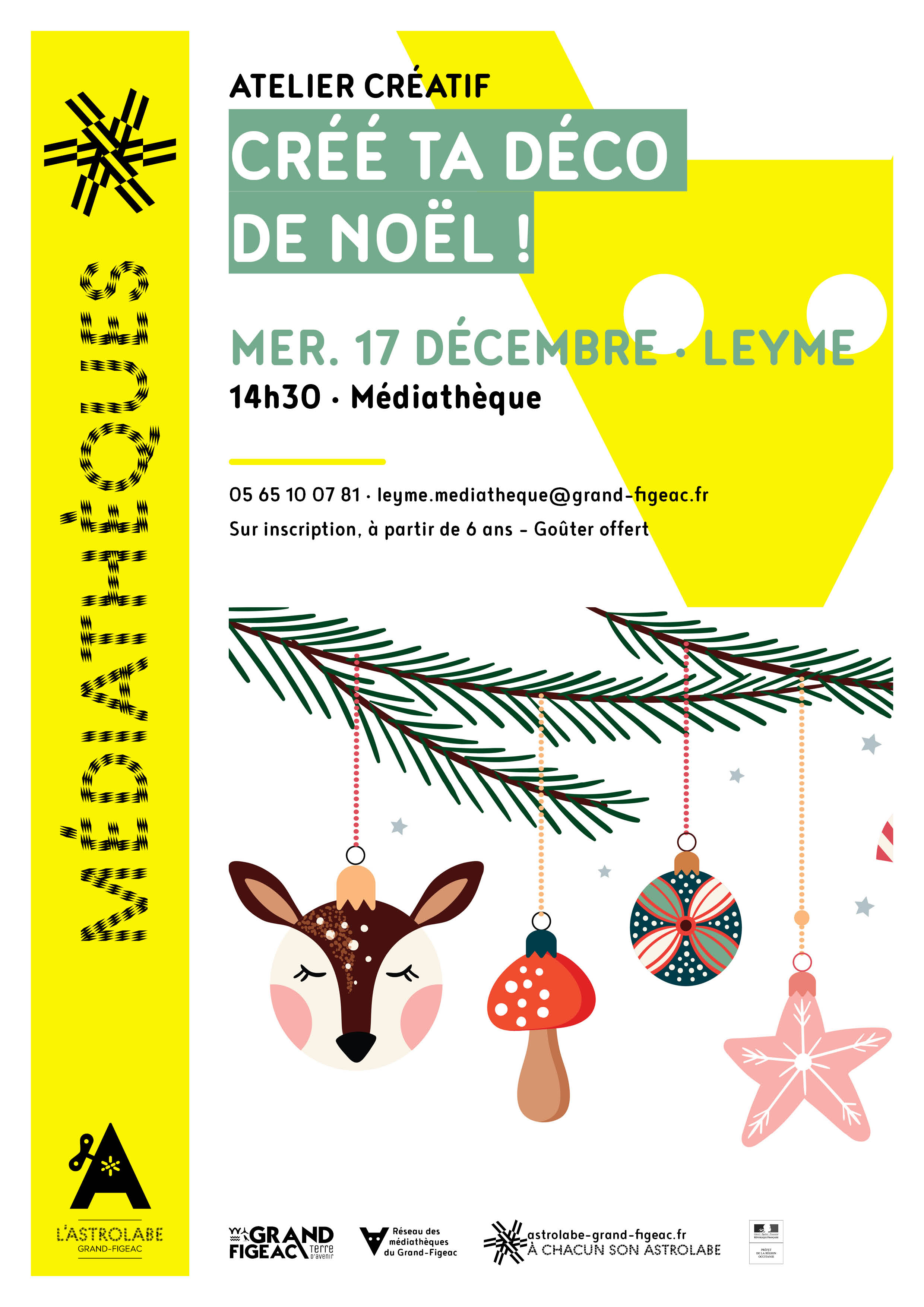 Créé ta déco de Noël à la médiathèque de Leyme !