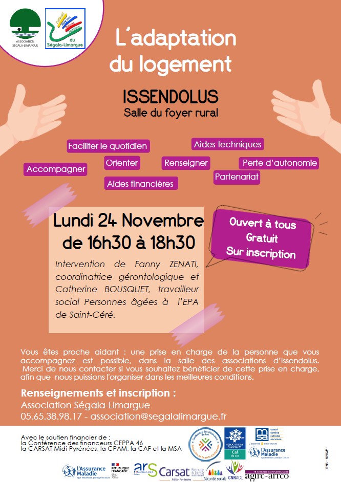 Rencontre thématique sur l'adaptation du logement le 24/11 à Issendolus