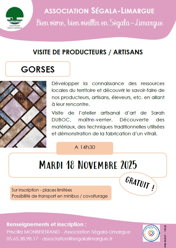 Visite d'un atelier d'art à Gorses le 18/11