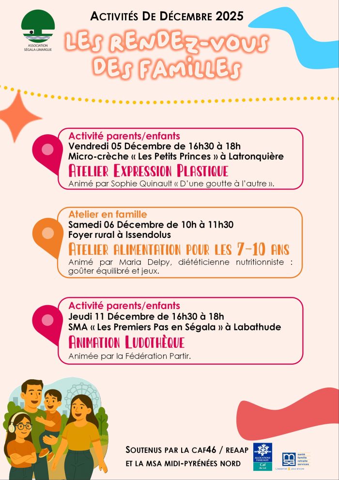 Les rendes-vous des familles du mois de Décembre !