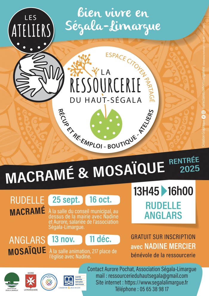 Ateliers Macramé & Mosaïque à Rudelle et Anglars