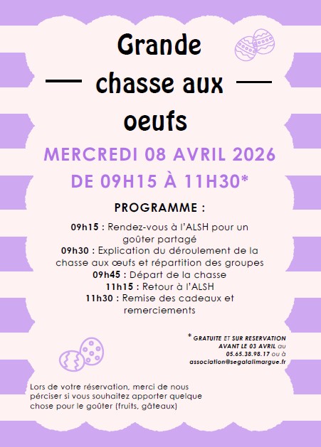 Invitation chasse aux oeufs Centres de Loisirs de Leyme et Sousceyrac-en-Quercy