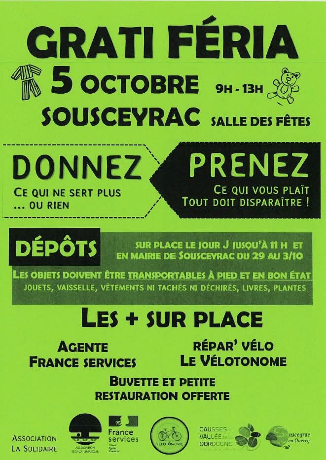 Gratiféria le 05/10 à Sousceyrac-en-Quercy