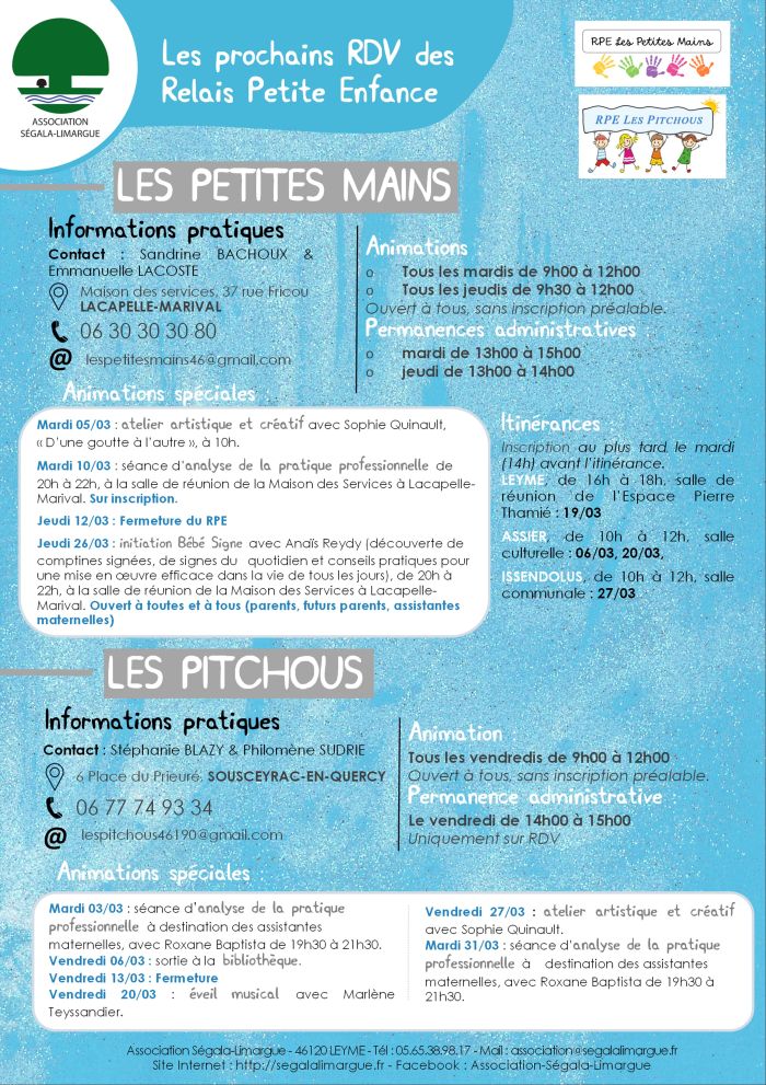 Rendez-vous des Relais Petite Enfance du mois de Mars