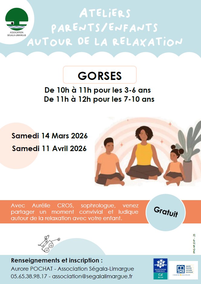 Atelier parents/enfants sur le thème de la relaxation le 14/03 à Gorses