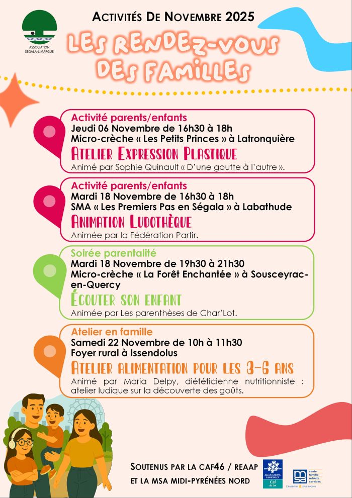 Les rendez-vous des familles du mois de Novembre