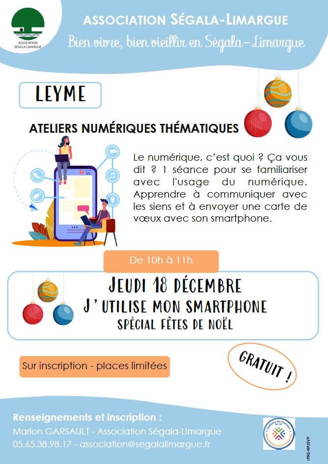 Atelier numérique thématique spécial Fêtes de Noël à Leyme le 18/12 !