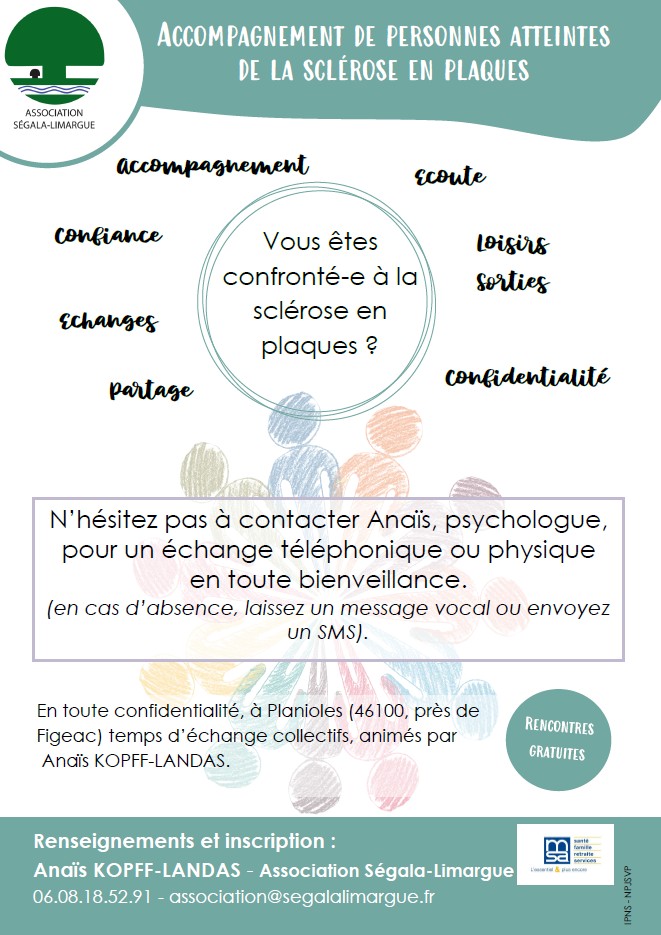 Prochaine rencontre du groupe sclérose en plaques le 11/05 à Planioles