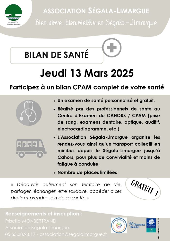 Bilan de santé le 13/03