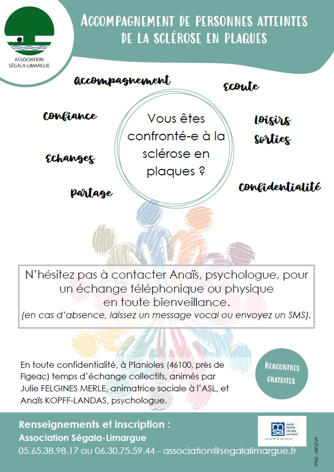 Prochaine rencontre le 09/03 pour le groupe d'échanges et de soutien de personnes atteintes de la sclérose en plaques