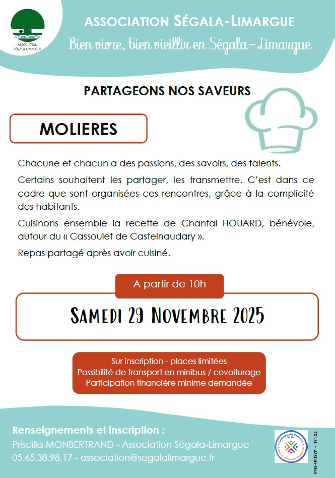Partageons nos saveurs autour du Cassoulet le 29/11 à Molières