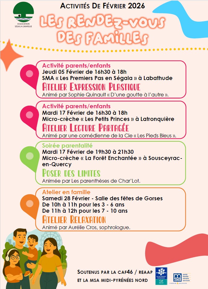 Les rendez-vous des familles en Février 2026 !