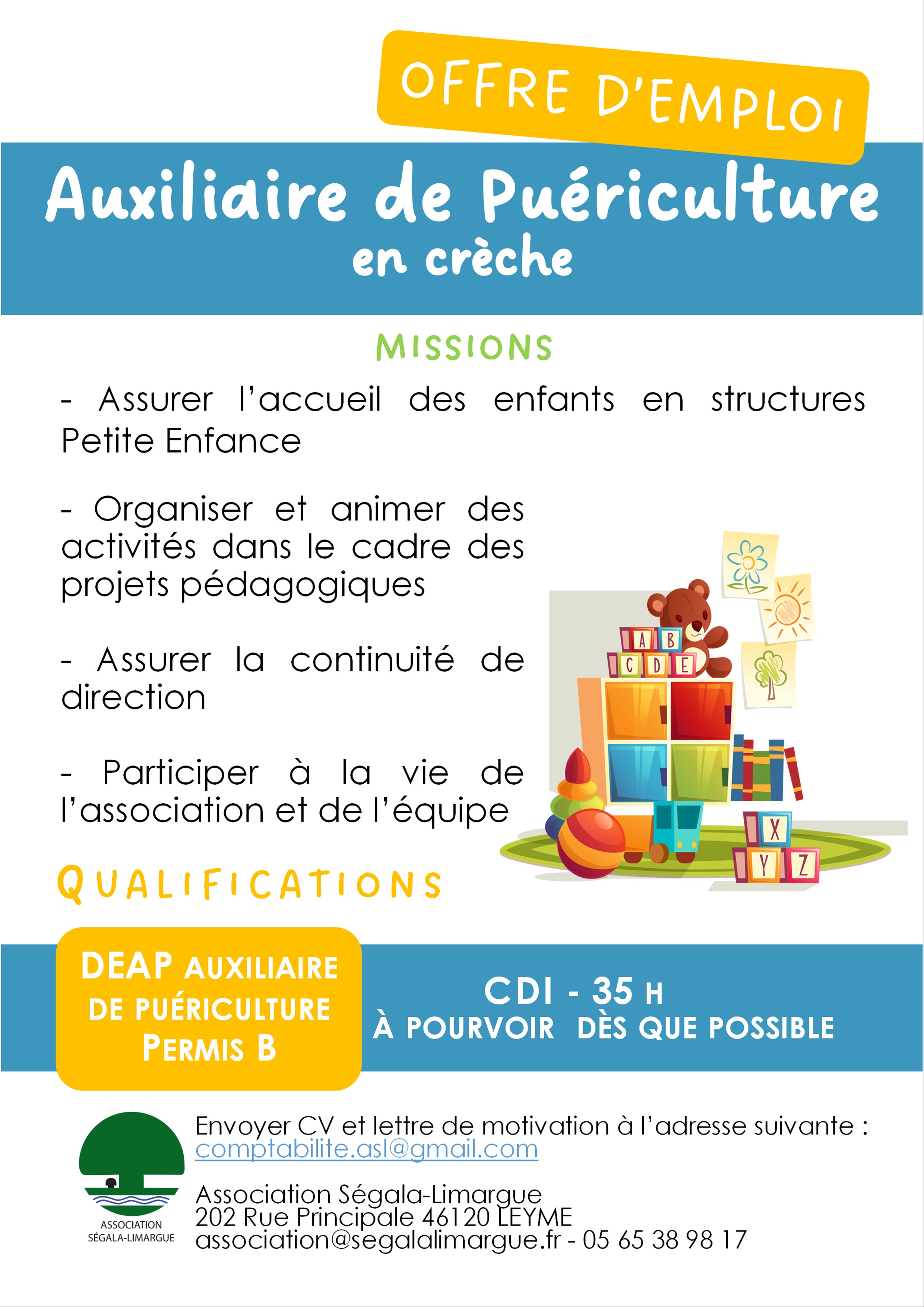 Offre d'emploi Auxiliaire de puériculture